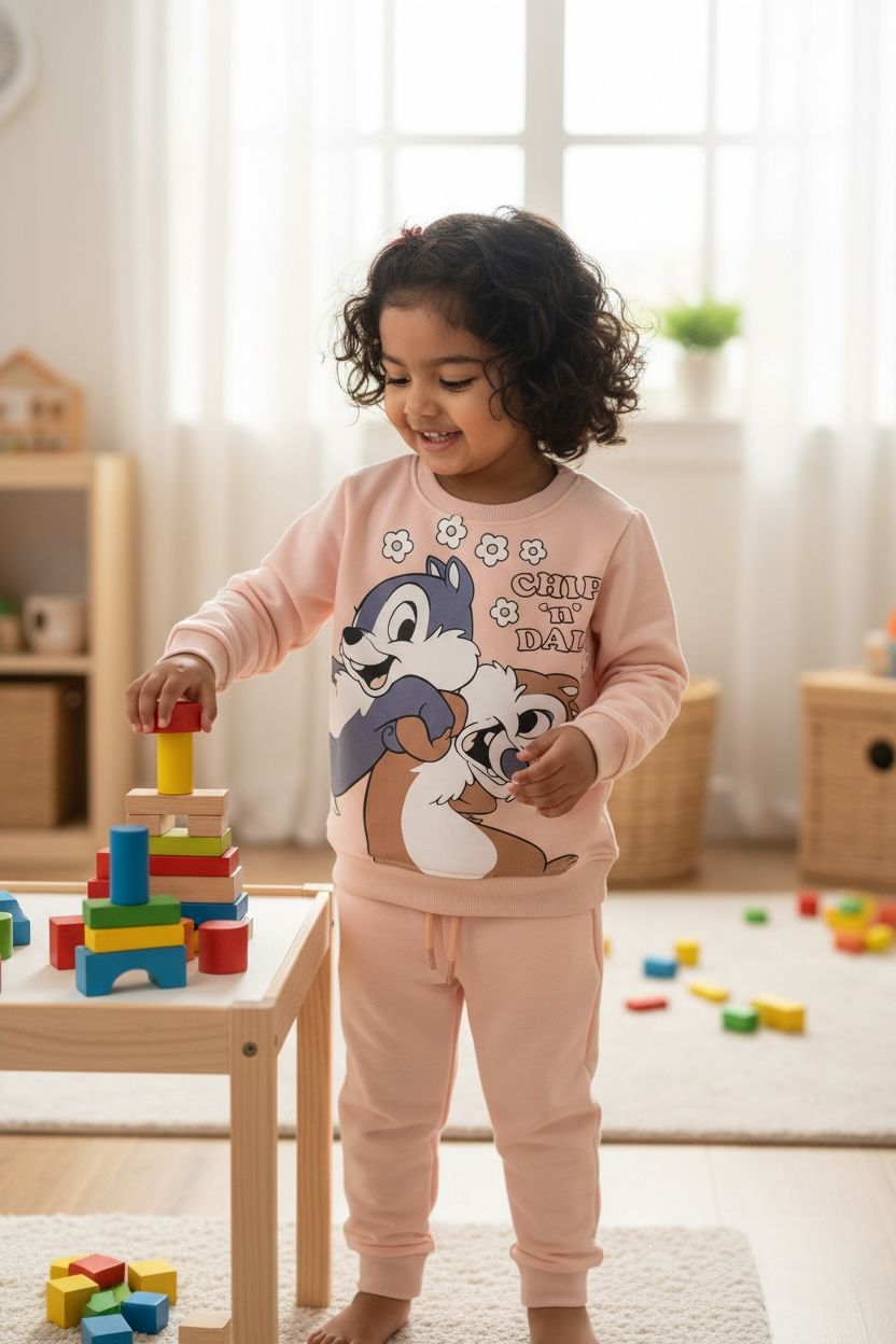 ChipMunks Toddler Girls Knitted Sweatshirt and Jogger Set Soft Winter Co Ord Set
