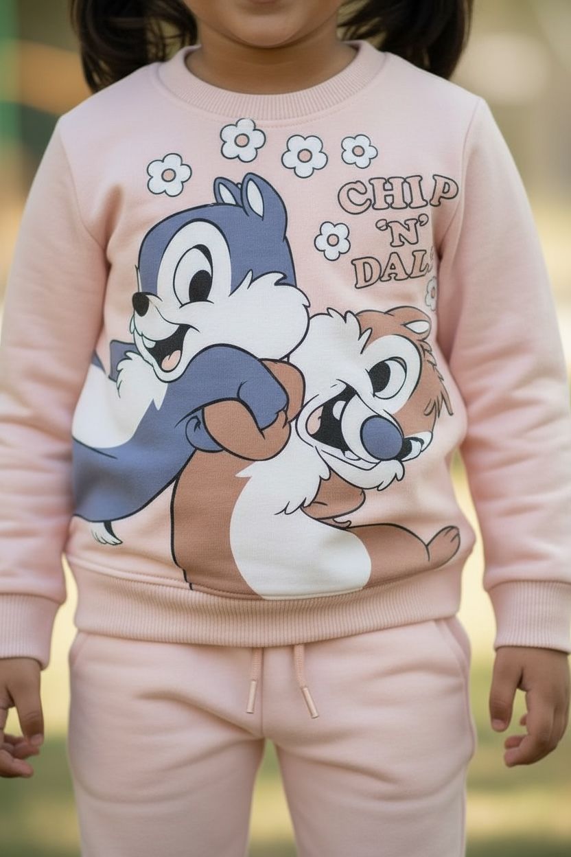 ChipMunks Toddler Girls Knitted Sweatshirt and Jogger Set Soft Winter Co Ord Set