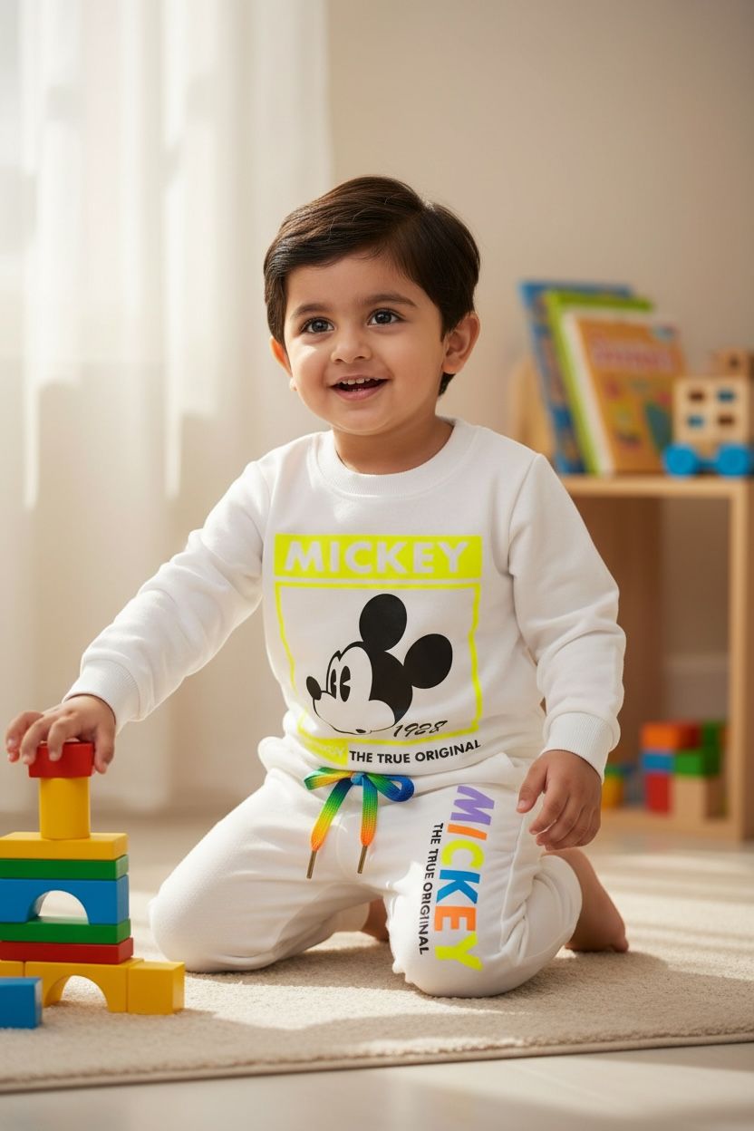 Mickey Knitted Sweatshirt & Jogger Set – Soft Winter Co-Ord for Toddler Boys