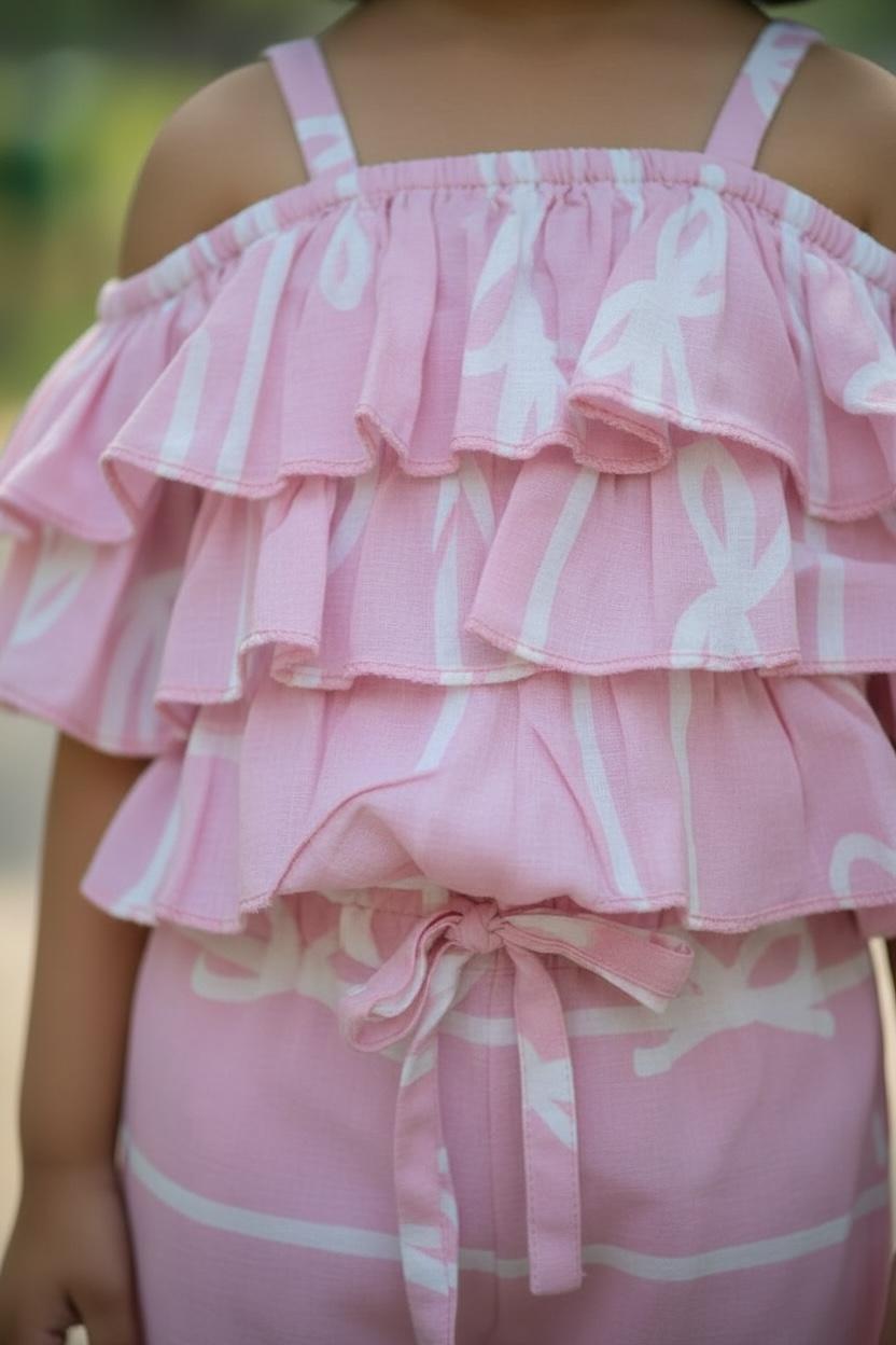 Pink & White striped Cotton Jumpsuit – Comfortable Casual Wear for Girls