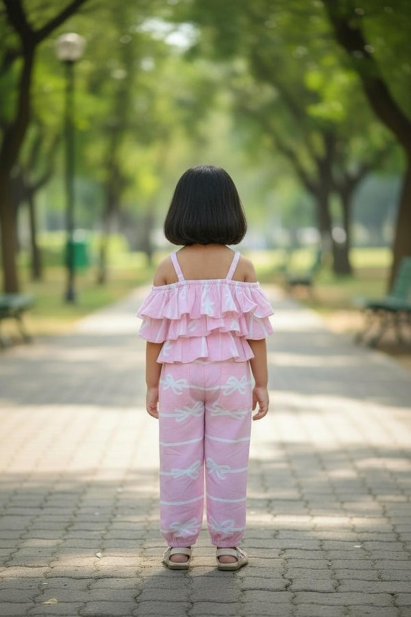 Pink & White striped Cotton Jumpsuit – Comfortable Casual Wear for Girls
