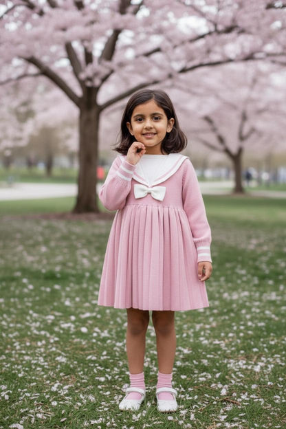 Pink Woolen Winter Dress for Girls