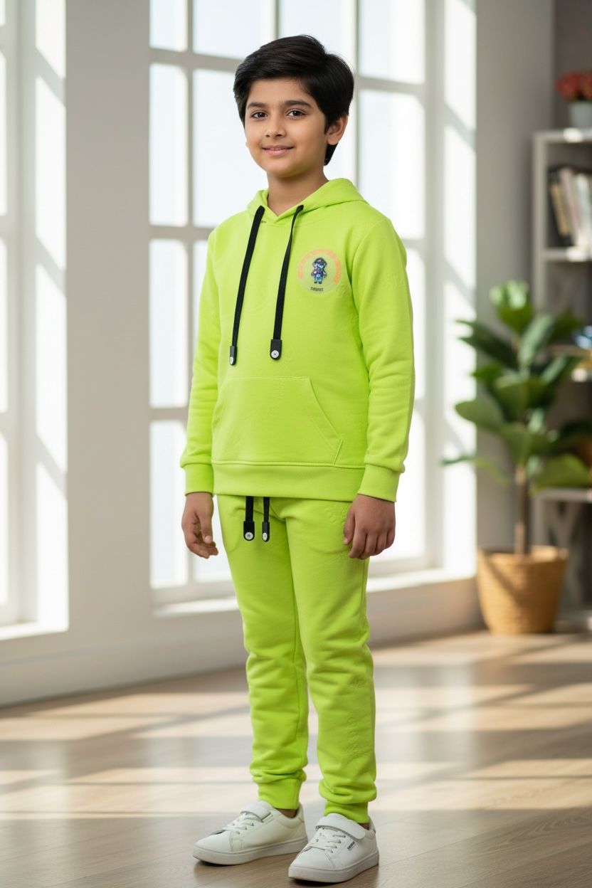 Neon Knitted Cotton Jogger Set – Hoodie & Pants Co-Ord Set