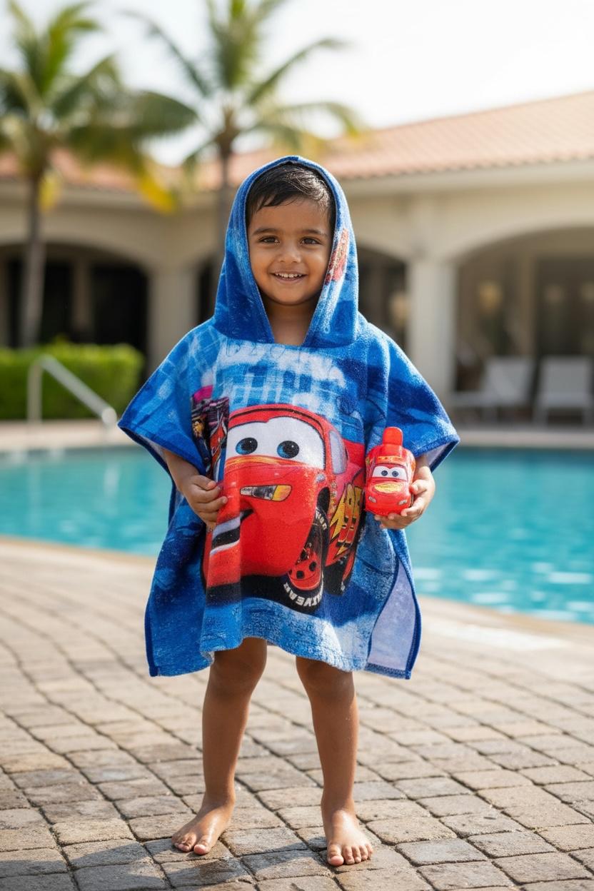 Cars Hooded Towel Poncho – Soft Swim & Bath Cover for Boys