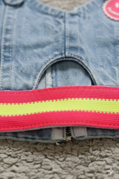 Denim Crop Top Bustier with Adjustable Straps