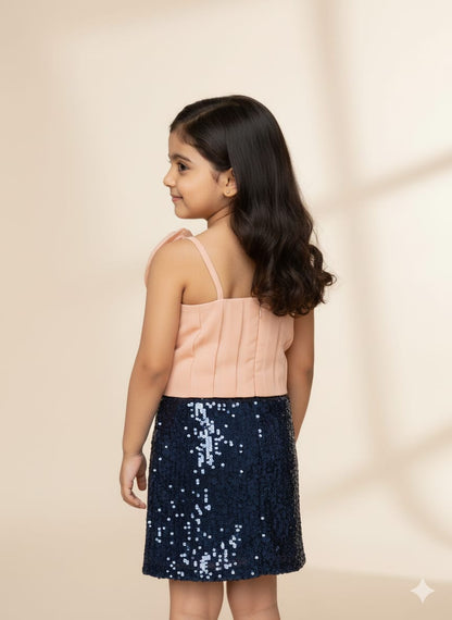 Peach Party Top with Floral Applique Strap