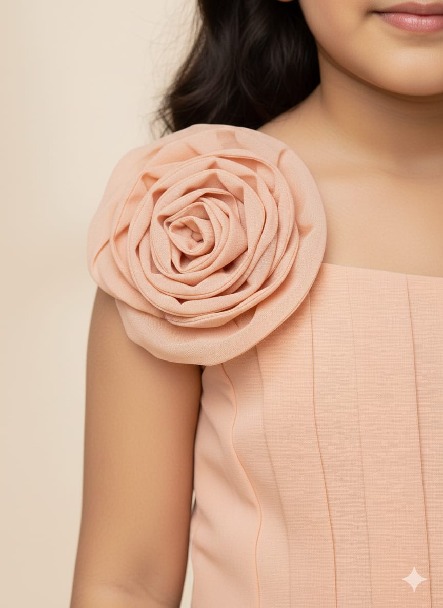 Peach Party Top with Floral Applique Strap