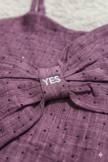 Burgundy Premium Cotton Bow Top with Stud Detailing