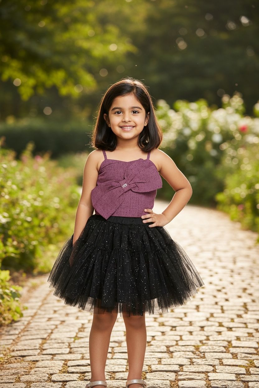 Burgundy Premium Cotton Bow Top with Stud Detailing