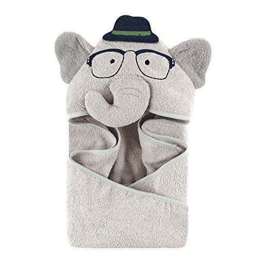 Grey Baby Hooded Towel Wrap with Cute Elephant Hood – Soft & Absorbent