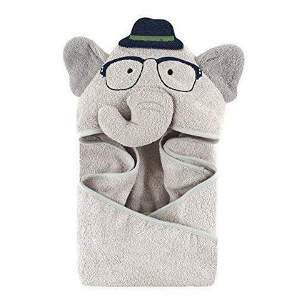 Grey Baby Hooded Towel Wrap with Cute Elephant Hood – Soft & Absorbent