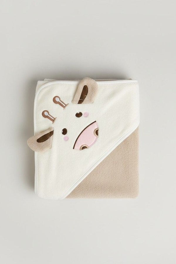Brown Baby Hooded Towel Wrap with Cute Cow Hood – Soft & Absorbent