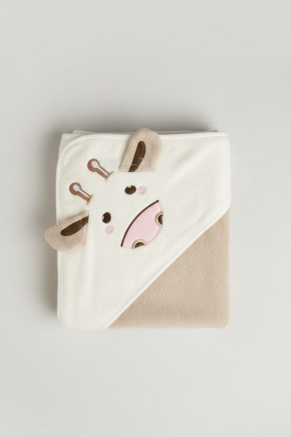 Brown Baby Hooded Towel Wrap with Cute Cow Hood – Soft & Absorbent