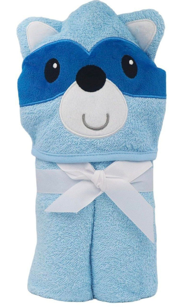 Blue Baby Hooded Towel Wrap with Cute Raccoon Hood – Soft & Absorbent