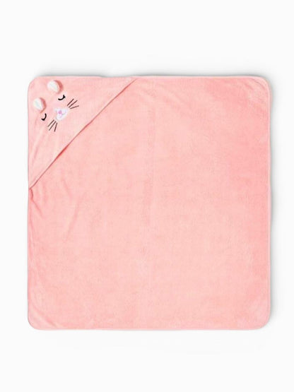 Peach Baby Hooded Towel Wrap with Cute Mice Hood – Soft & Absorbent