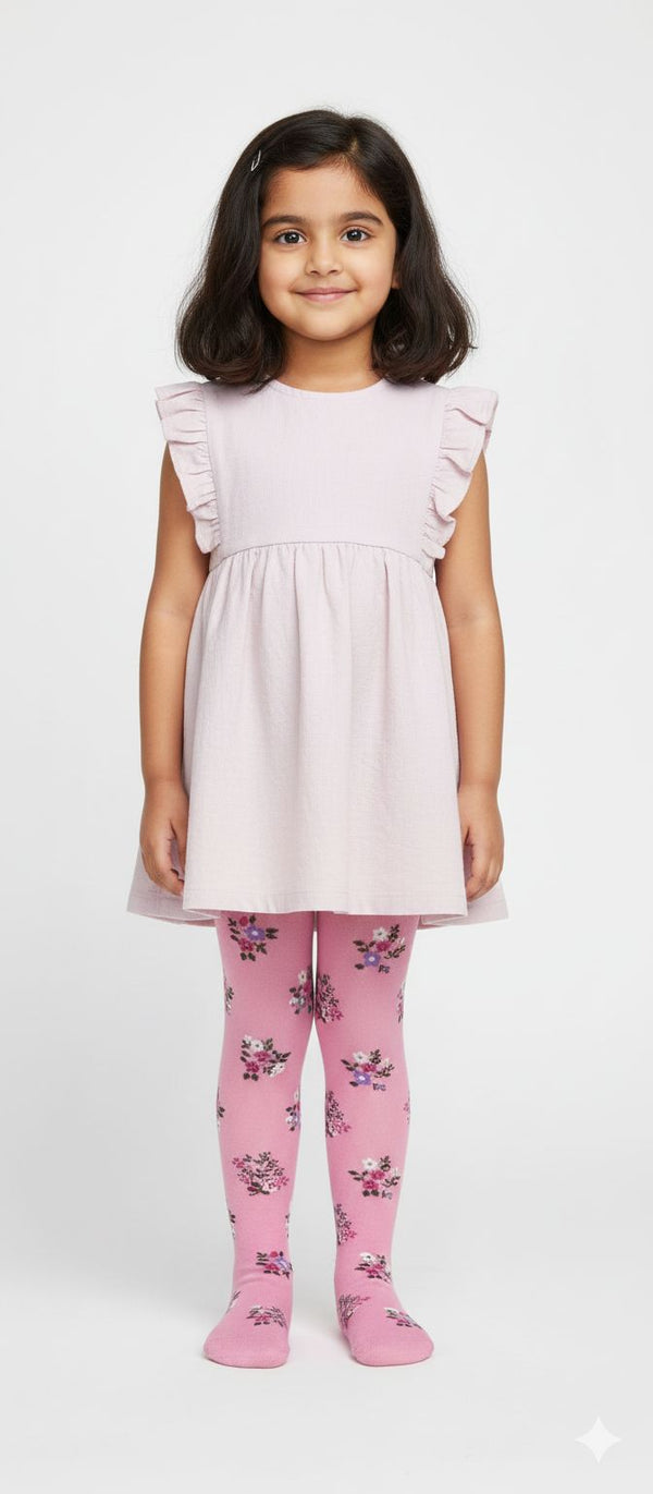 Pink Floral Breathable Premium Cotton Kids Stockings – Party to Play Wear