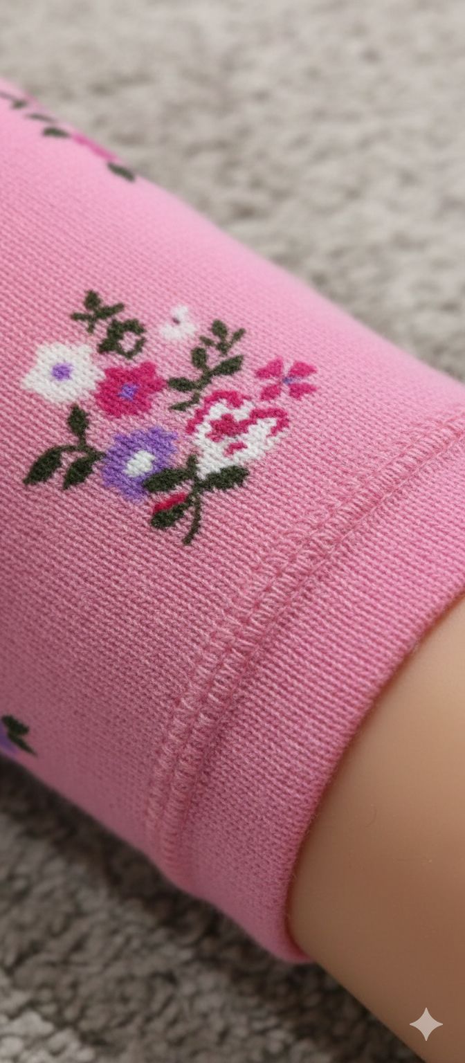 Pink Floral Breathable Premium Cotton Kids Stockings – Party to Play Wear