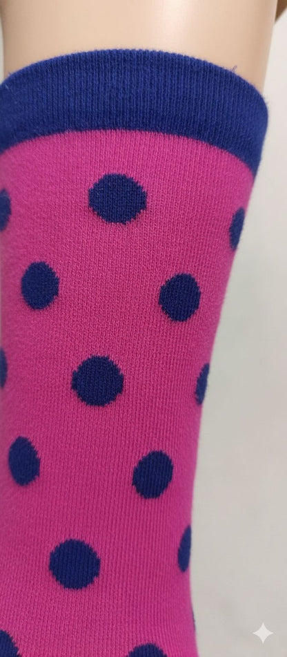 Magenta Blue Polka Dot Breathable Premium Cotton Kids Stockings – Party to Play Wear