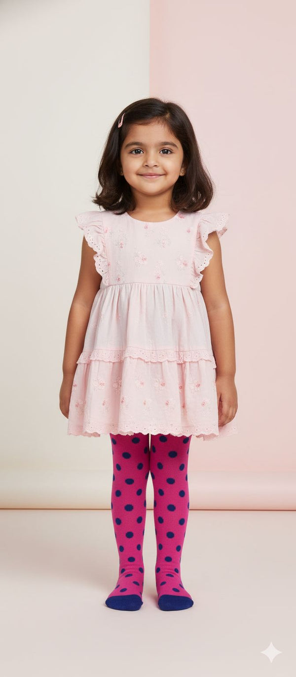 Magenta Blue Polka Dot Breathable Premium Cotton Kids Stockings – Party to Play Wear