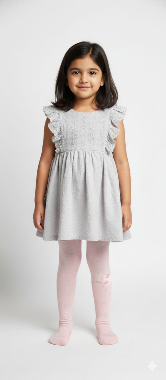 Pastel Pink Floral Shimmer Breathable Premium Mesh Cotton Kids Stockings – Party to Play Wear