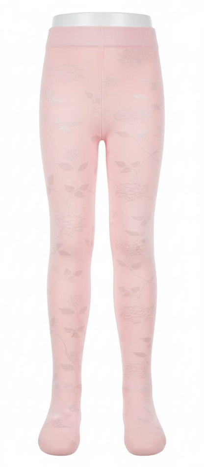 Pastel Pink Floral Shimmer Breathable Premium Mesh Cotton Kids Stockings – Party to Play Wear