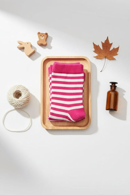 Magenta White Stripes Breathable Premium Cotton Kids Stockings – Party to Play Wear