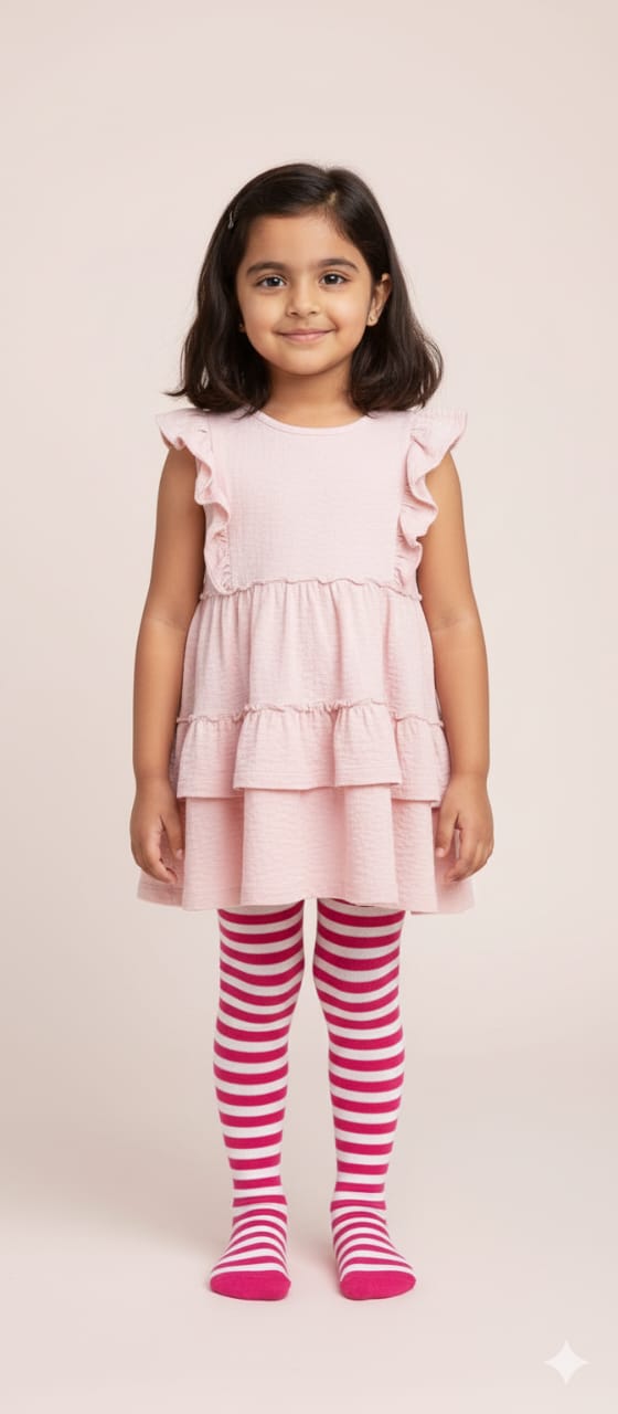 Magenta White Stripes Breathable Premium Cotton Kids Stockings – Party to Play Wear