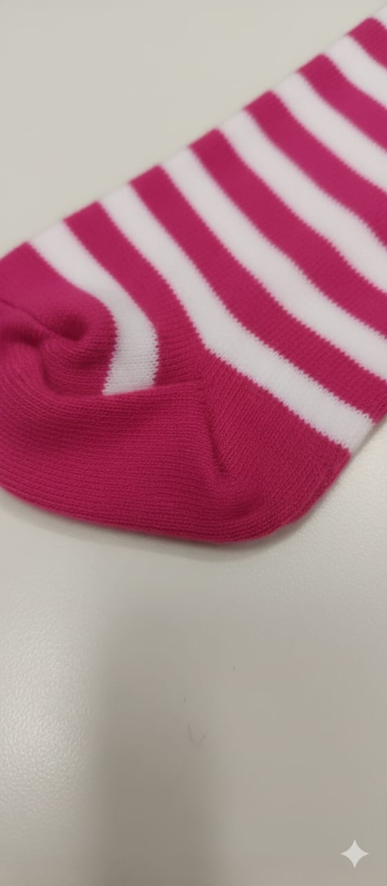 Magenta White Stripes Breathable Premium Cotton Kids Stockings – Party to Play Wear