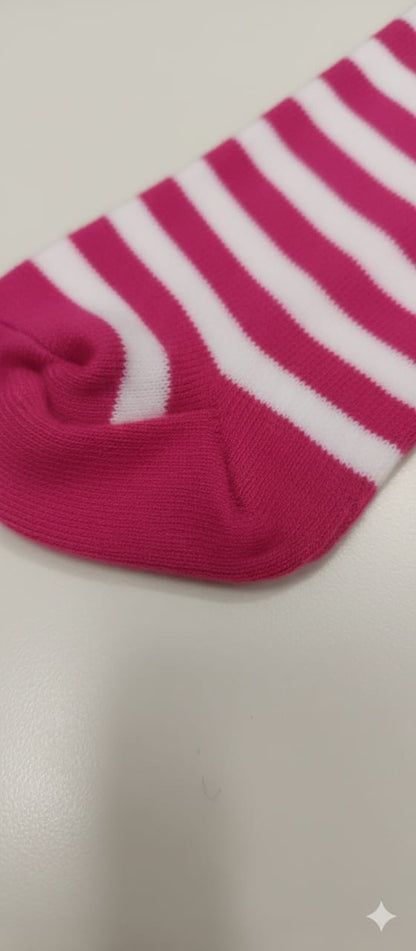 Magenta White Stripes Breathable Premium Cotton Kids Stockings – Party to Play Wear