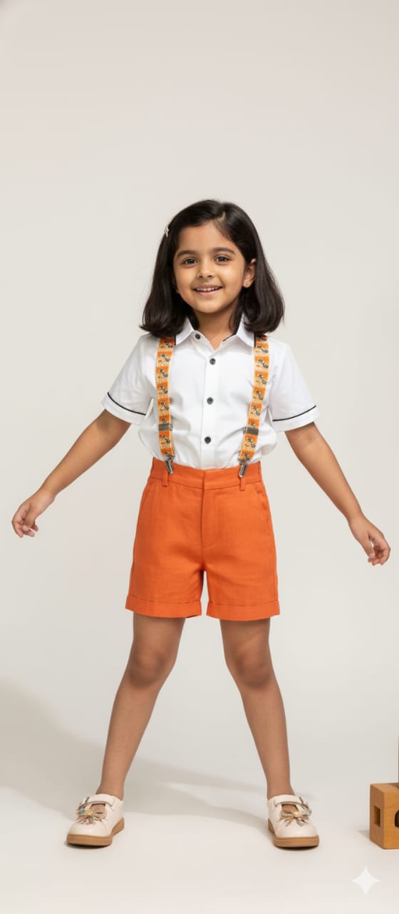 Orange Peanuts Kids Printed Suspenders – Premium Fun Style