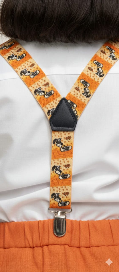 Orange Peanuts Kids Printed Suspenders – Premium Fun Style