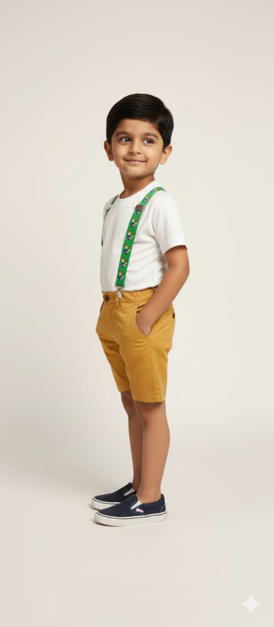 Green Printed Kids Printed Suspenders – Premium Fun Style