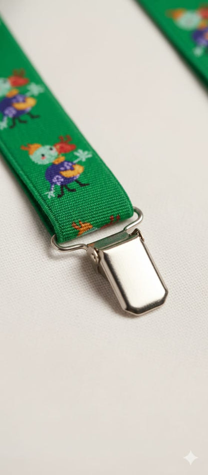 Green Printed Kids Printed Suspenders – Premium Fun Style