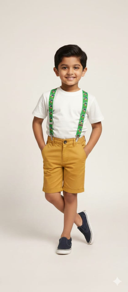 Green Printed Kids Printed Suspenders – Premium Fun Style
