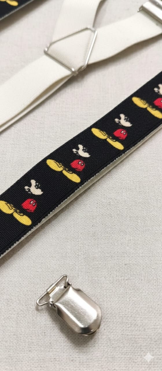 Black Mickey Printed Suspenders – Premium Fun Style