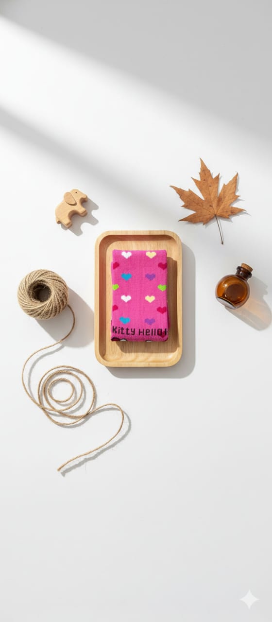 Magenta Multicolour Kitty Breathable Premium Cotton Kids Stockings – Party to Play Wear