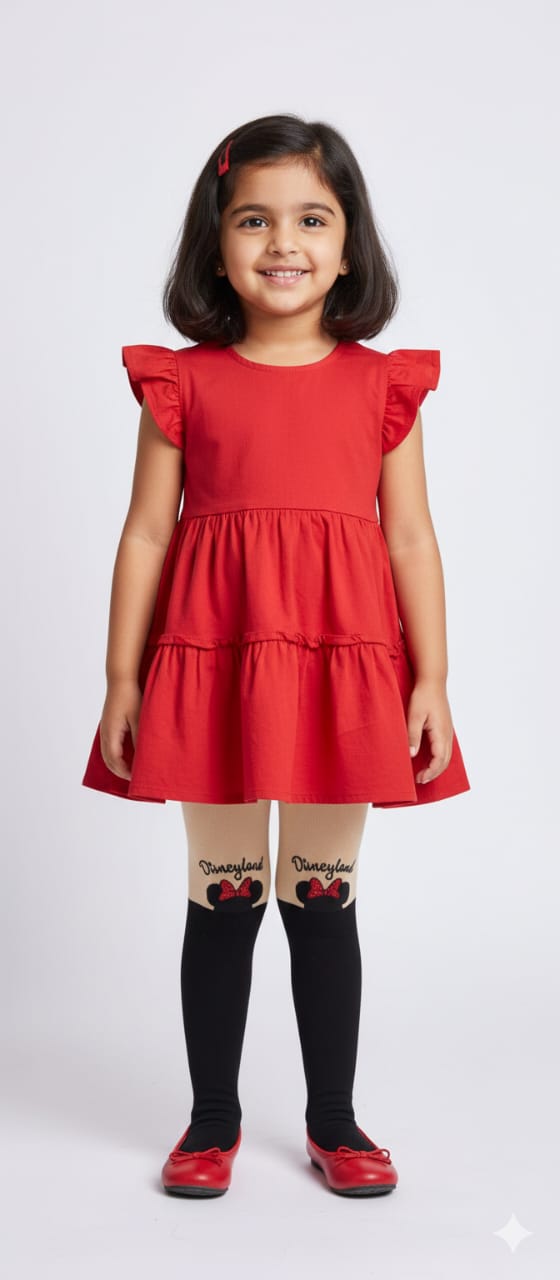 Black & Nude Minnie Printed Breathable Premium Cotton Mesh Kids Stockings – Party to Play Wear