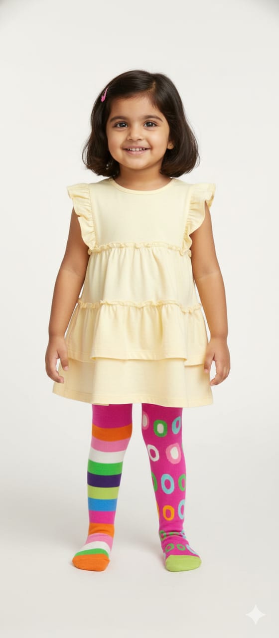 Pink Multicolour Breathable Premium Cotton Kids Stockings – Party to Play Wear