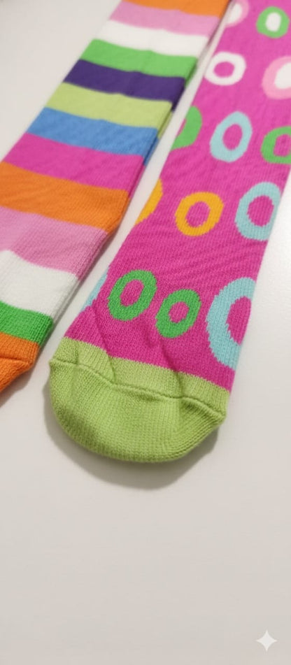 Pink Multicolour Breathable Premium Cotton Kids Stockings – Party to Play Wear