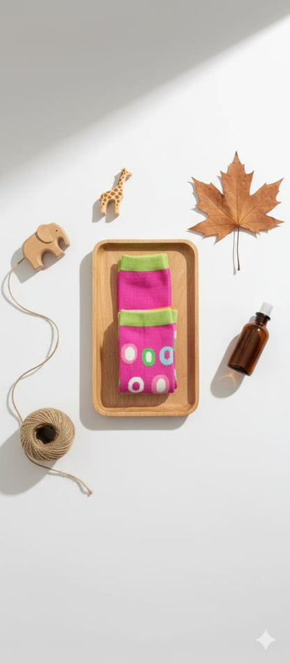 Pink Multicolour Breathable Premium Cotton Kids Stockings – Party to Play Wear