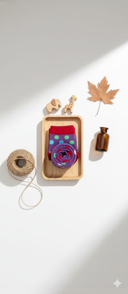 Purple Multicolour Breathable Premium Cotton Kids Stockings – Party to Play Wear