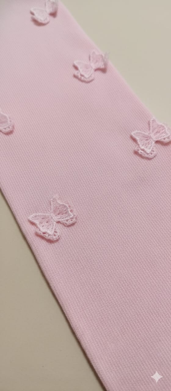 Pink Butterfly Breathable Premium Cotton Kids Stockings – Party to Play Wear