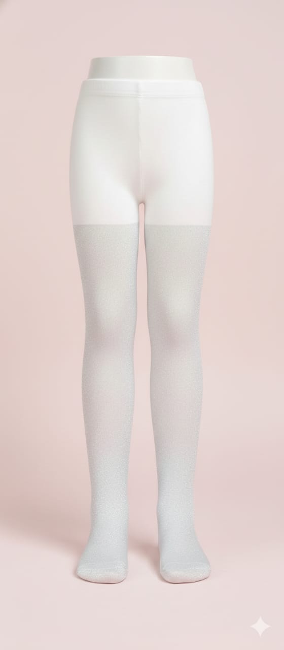 Silver Shimmer Breathable Premium Cotton Mesh Kids Stockings – Party to Play Wear