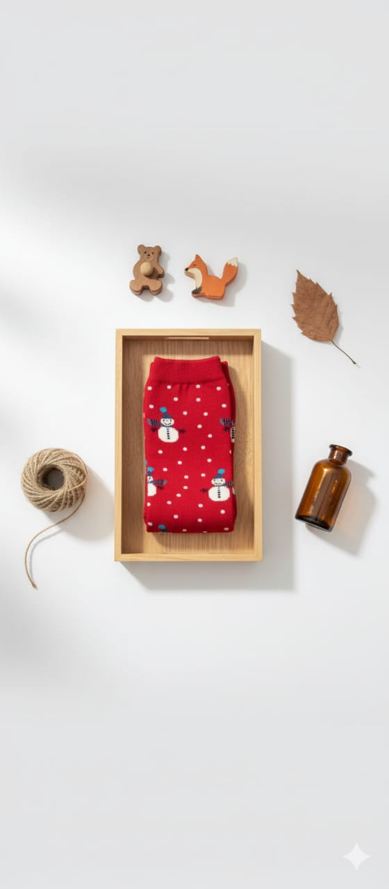 Red Snowman Breathable Premium Cotton Kids Stockings – Party to Play Wear