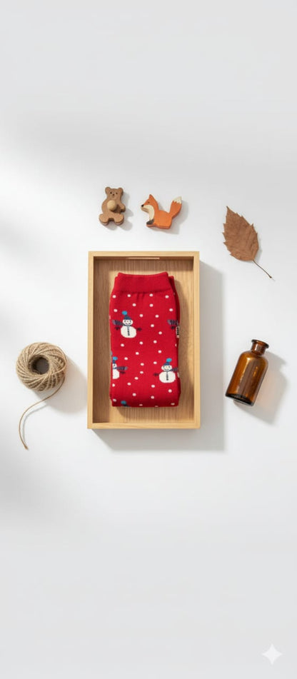 Red Snowman Breathable Premium Cotton Kids Stockings – Party to Play Wear