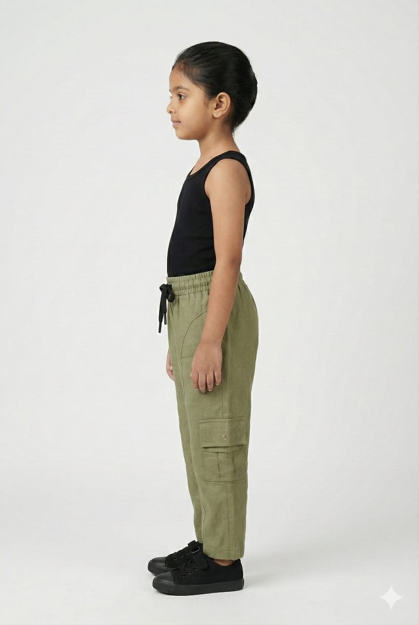 Olive Unisex Linen Cargo Pants – Lightweight Summer Wear