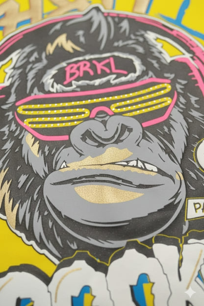 Bright Yellow Statement Tee - Party Wear Graphic Embellished T-Shirt