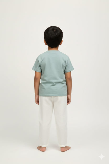 Mint Green Oversize Cotton T-Shirt with Natural Jute Pocket – Summer Essential