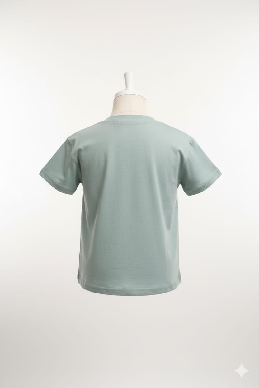 Mint Green Oversize Cotton T-Shirt with Natural Jute Pocket – Summer Essential