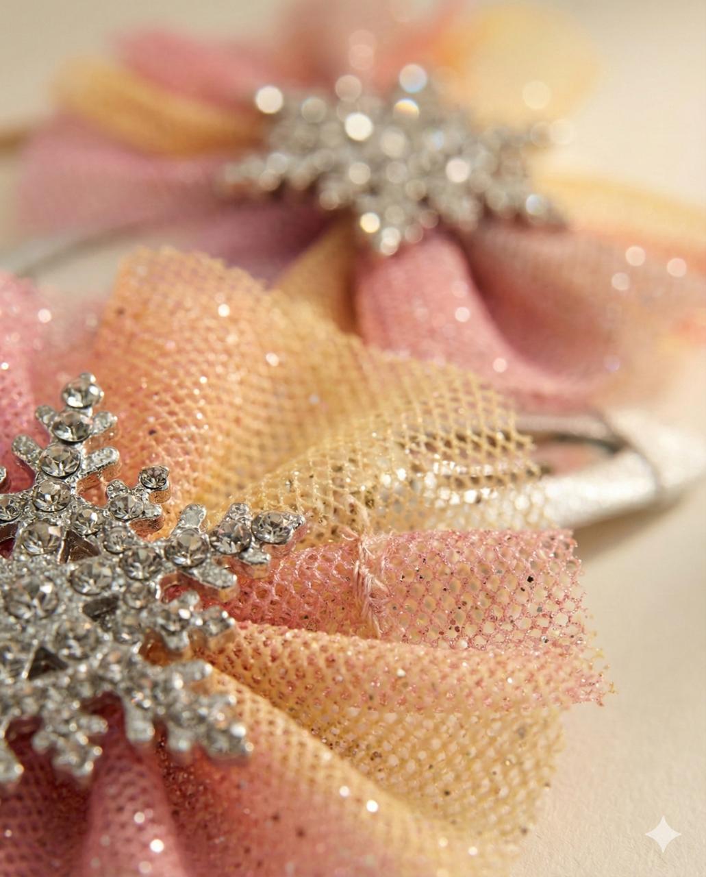 Pink Yellow Bow Set of Girls Glitter Hair Clips – Sparkle Kids Party Accessories